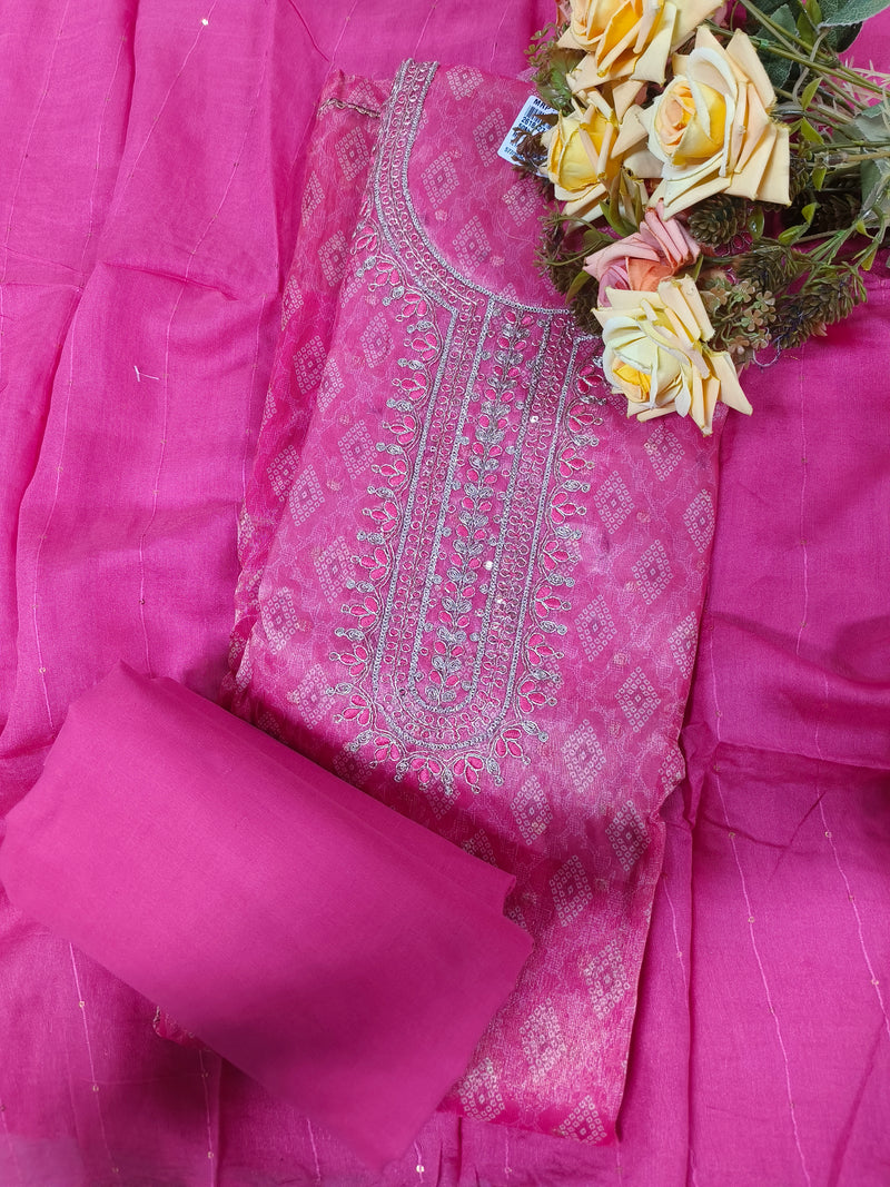 Chic Peach-Orange Zari Embroidered Fancy Suit Set