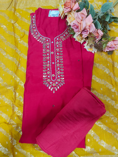 Vibrant Crimson Red Embroidered Designer Suit Set