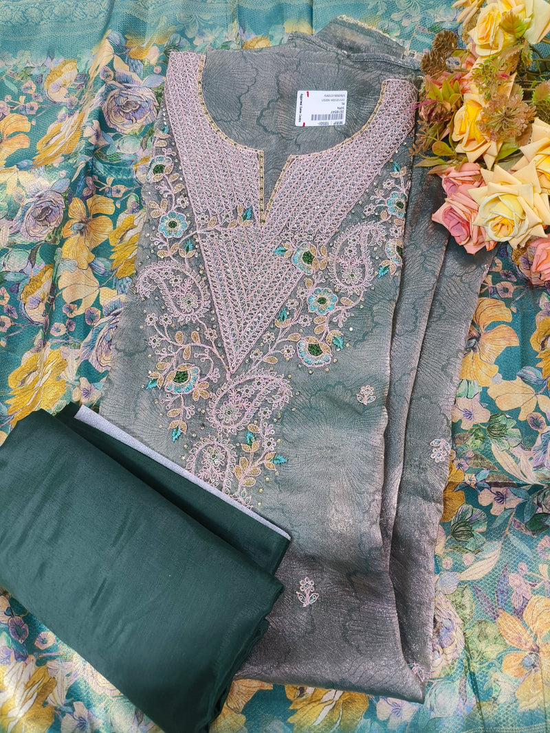 Elegant Purple Floral Embroidered Unstitched Suit