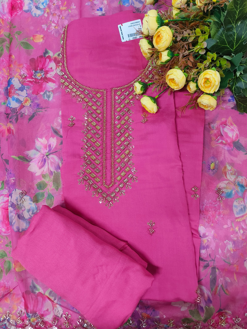 Vibrant Purple Floral Print Ethnic Suit with Fine Detailing