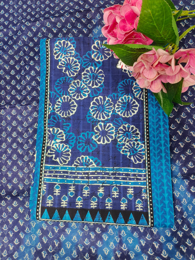 Chic Blue Batik Print Floral Salwar Suit Set