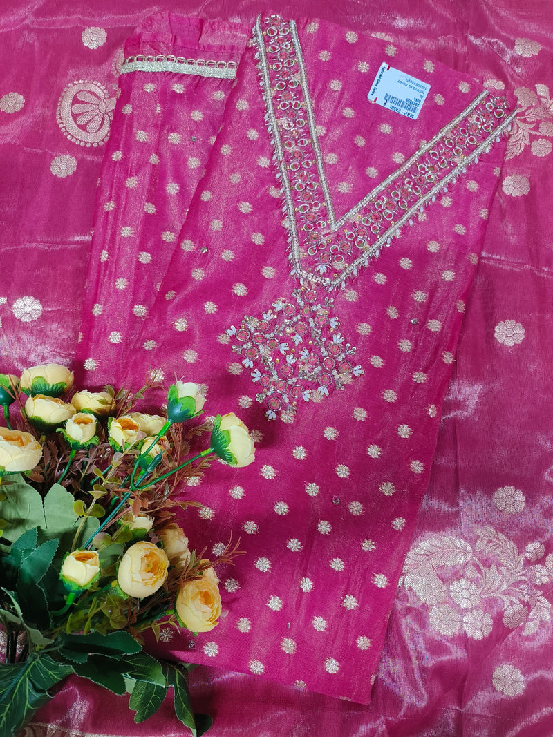 Exquisite Fuchsia Pink Ethnic Suit Set with Zari Detailing