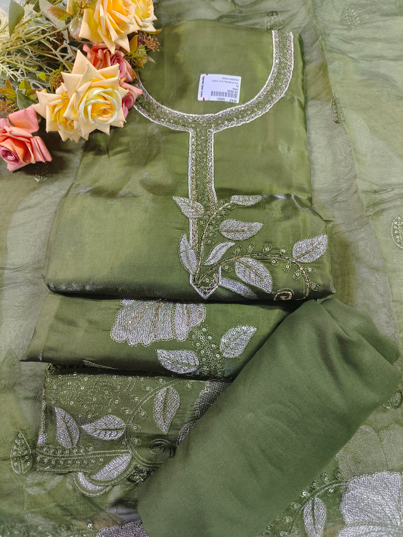 Exquisite Peacock Teal Salwar Suit with Silver Zari Embroidery