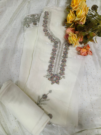 Ethereal White Embroidered Suit with Intricate Embellishments