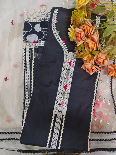 Classic Black Suit with Sophisticated Lace Detailing