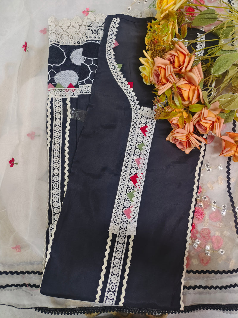 Classic Black Suit with Sophisticated Lace Detailing