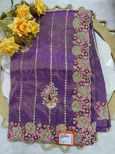Elegant Royal Purple Designer Saree with Heavy Zari Border