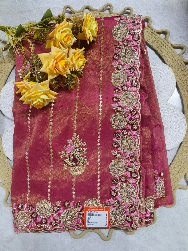 Elegant Royal Purple Designer Saree with Heavy Zari Border