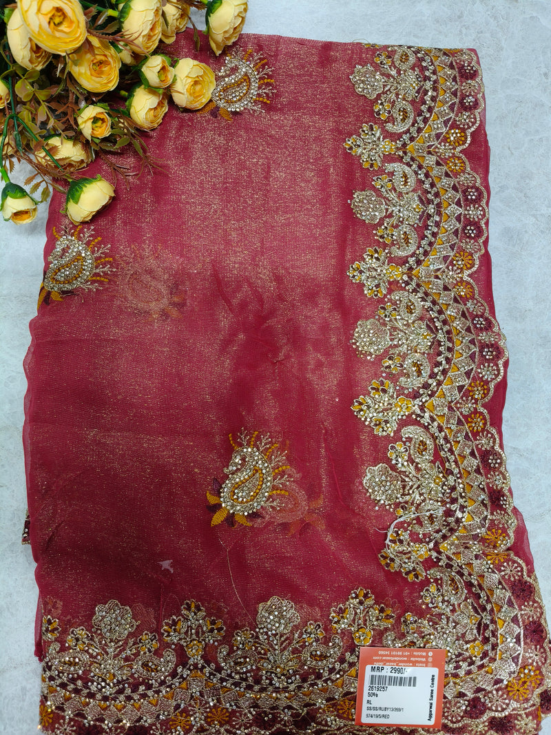 Elegant Royal Purple Embellished Designer Saree