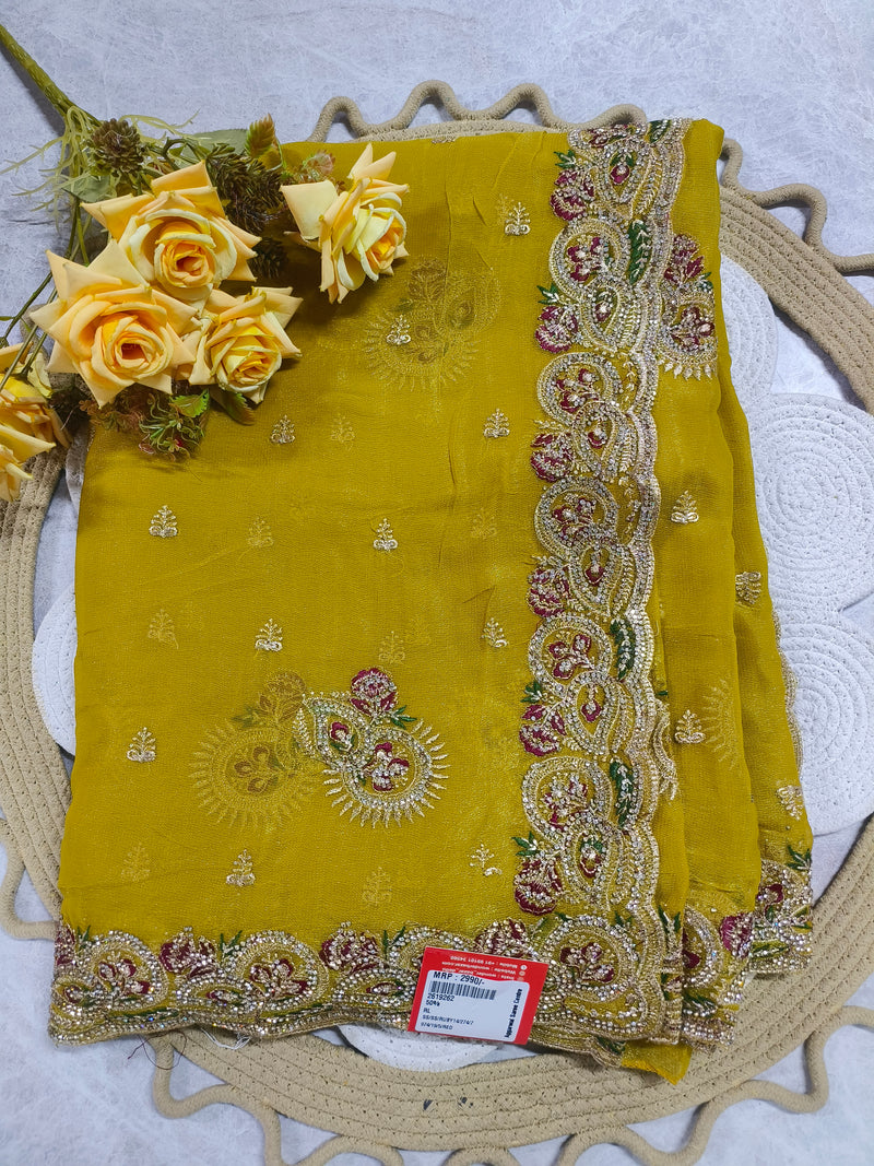 Sophisticated Purple Fancy Saree with Floral Zari Detailing
