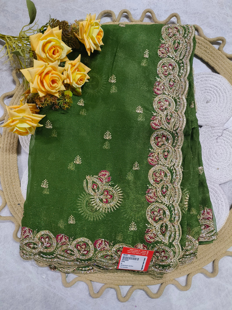 Sophisticated Purple Fancy Saree with Floral Zari Detailing