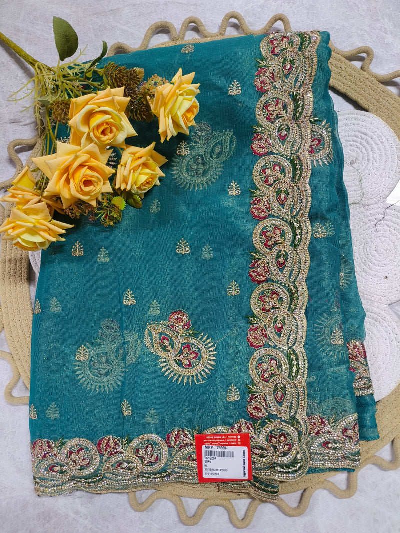 Sophisticated Purple Fancy Saree with Floral Zari Detailing
