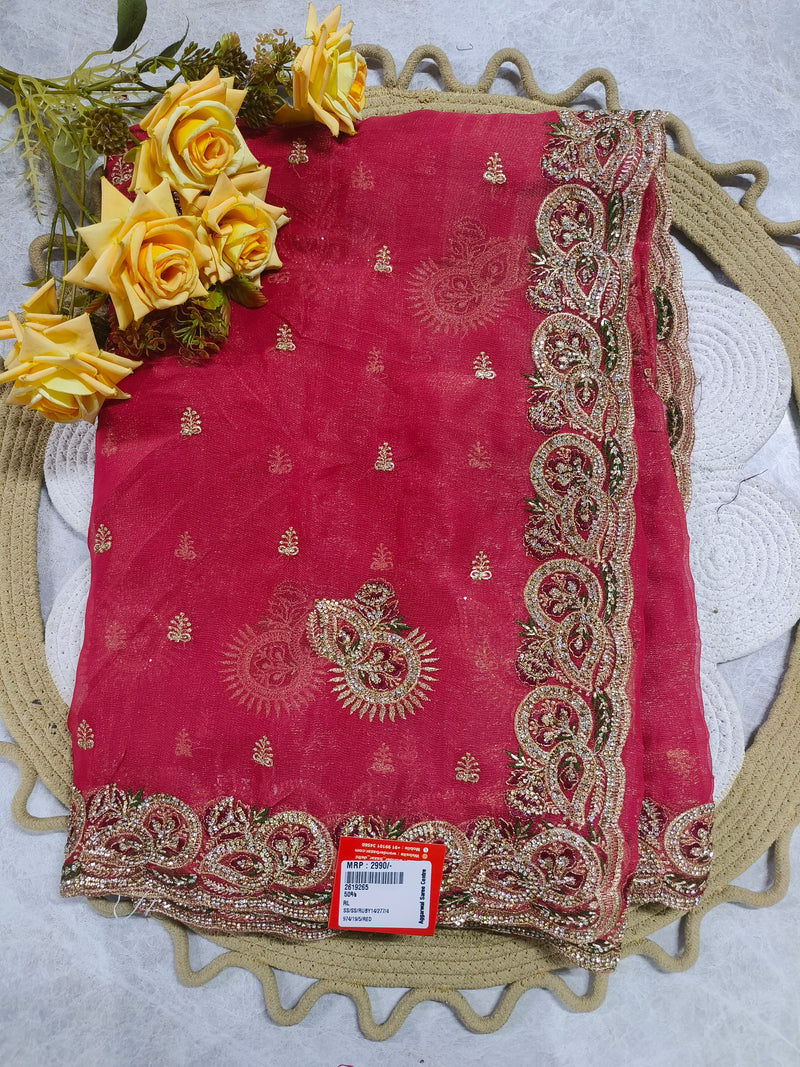 Sophisticated Purple Fancy Saree with Floral Zari Detailing