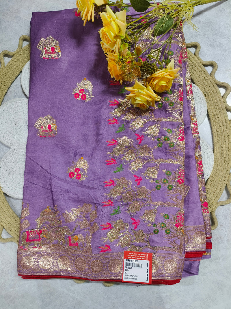Turquoise Banarasi-Style Festive Saree