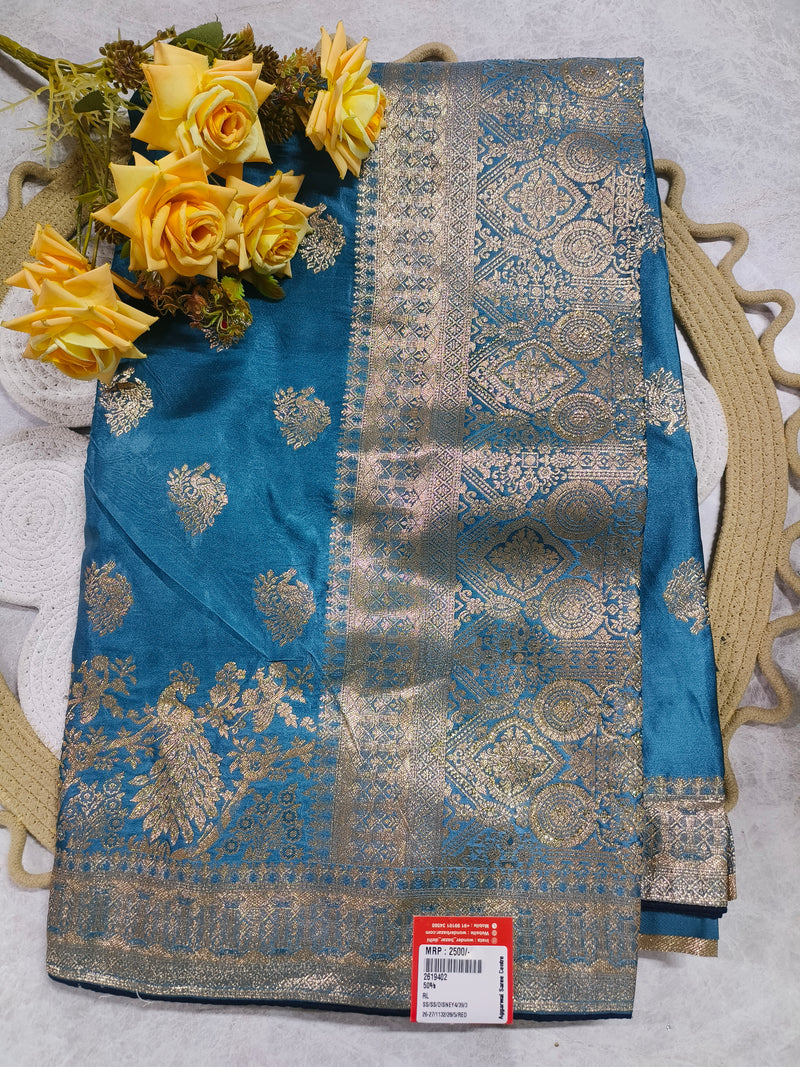 Elegant Royal Purple Saree with Traditional Golden Motifs