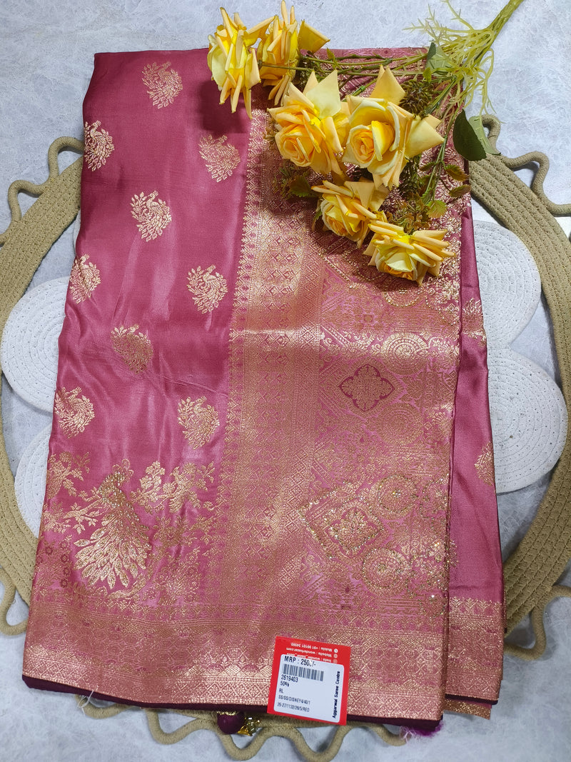 Elegant Royal Purple Saree with Traditional Golden Motifs