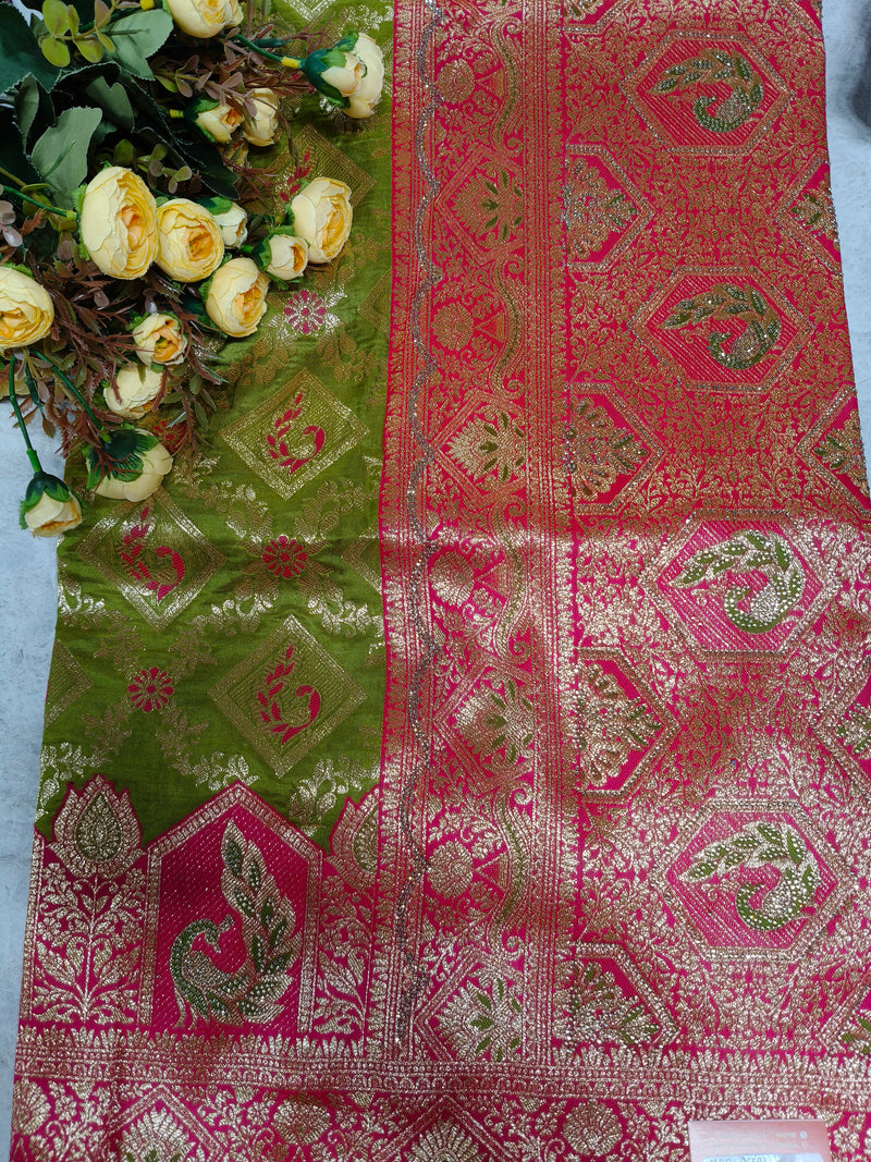Elegant Black and Pink Zari-Embroidered Festive Saree