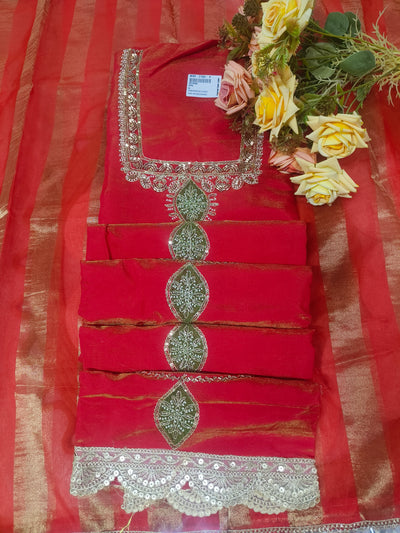 Elegant Red Embellished Ethnic Suit Set