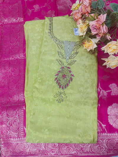 Vibrant Lime Green Fancy Suit with Intricate Embellishments