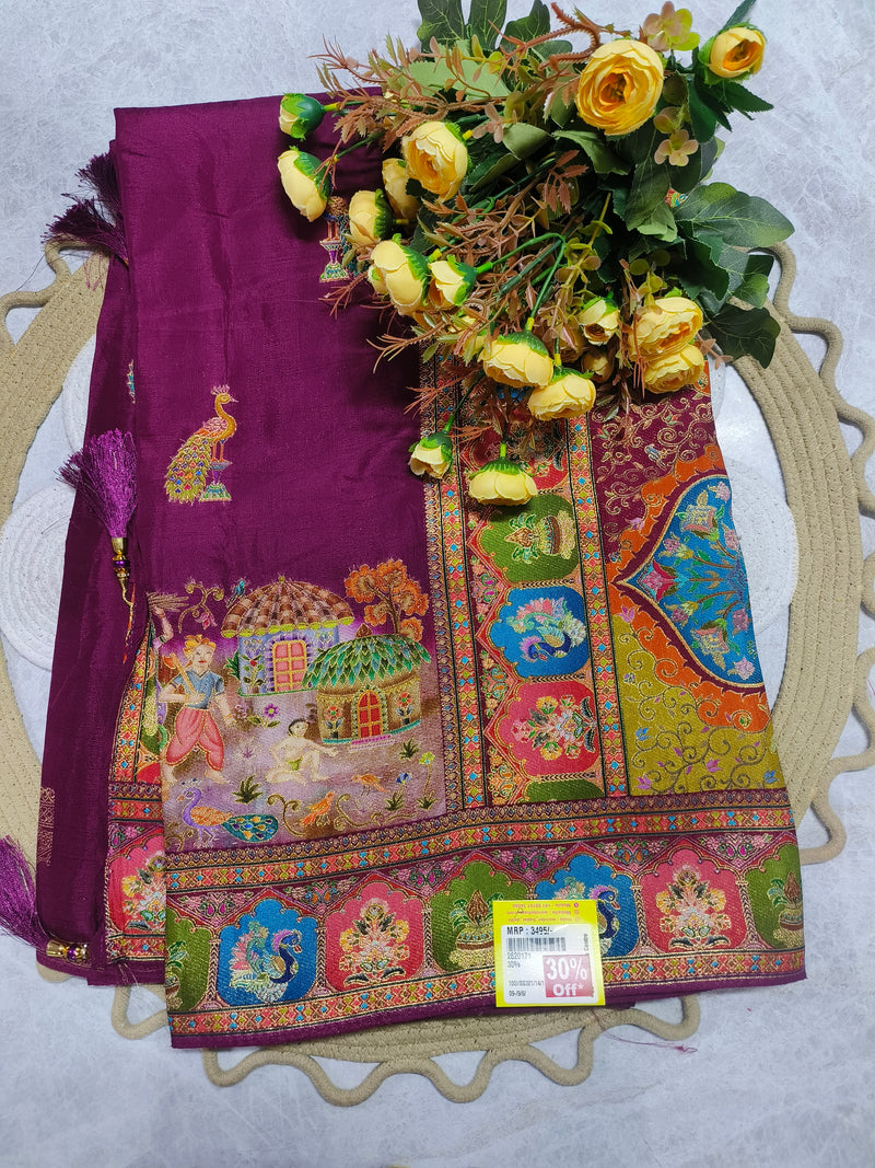 Artistic Traditional Print & Zari Ethnic Saree