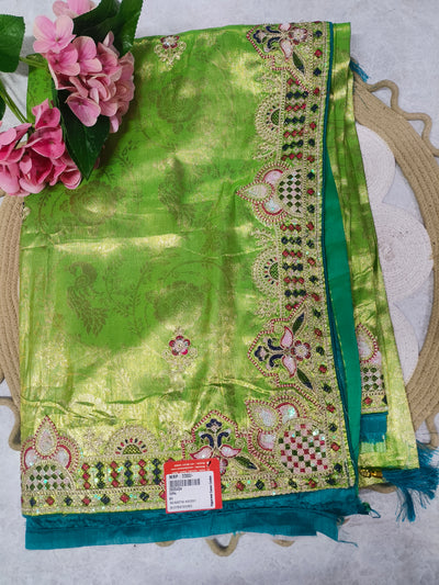 Lush Green Festive Saree with Heavy Embroidered Border