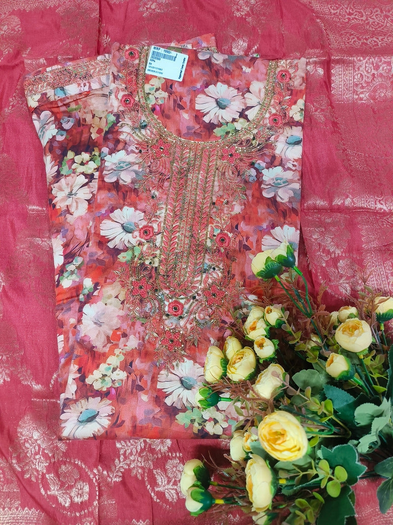 Floral Printed Ethnic Suit with Delicate Embroidery