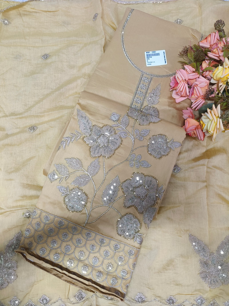 Elegant Mauve Floral Embroidered Fancy Suit Set