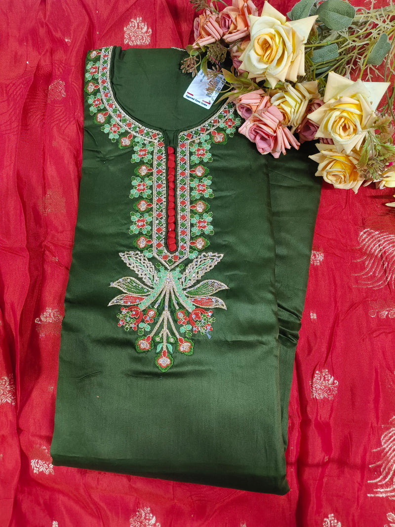 Vibrant Magenta Embroidered Unstitched Salwar Suit