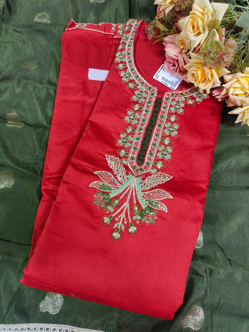 Vibrant Magenta Embroidered Unstitched Salwar Suit