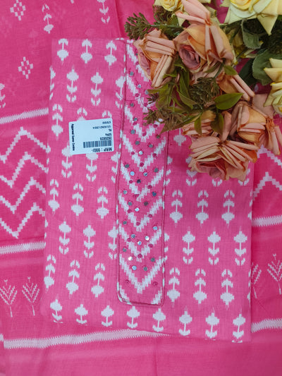 Elegant Pink Ethnic Suit with Mirror Work Embellishments