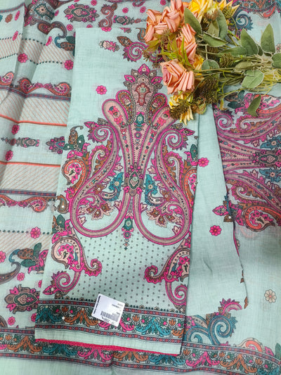 Elegant Mint Green Paisley Ethnic Suit Set