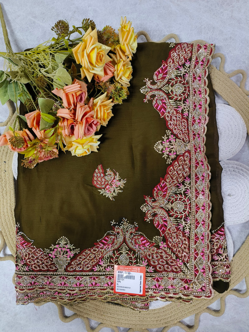 Stunning Royal Blue Designer Saree with Embellished Border
