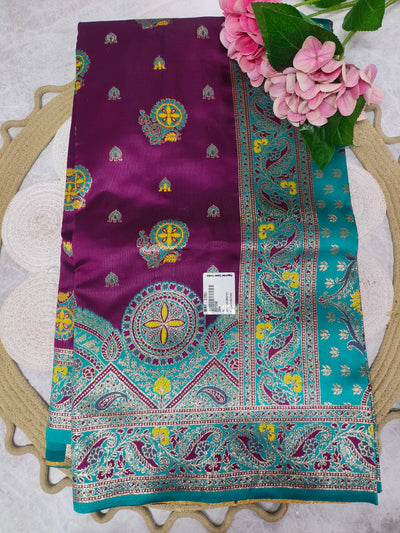 Sophisticated Deep Purple Saree with Ornamental Zari Detailing