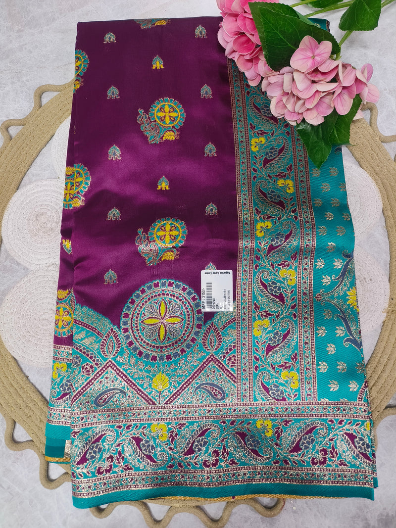 Sophisticated Deep Purple Saree with Ornamental Zari Detailing