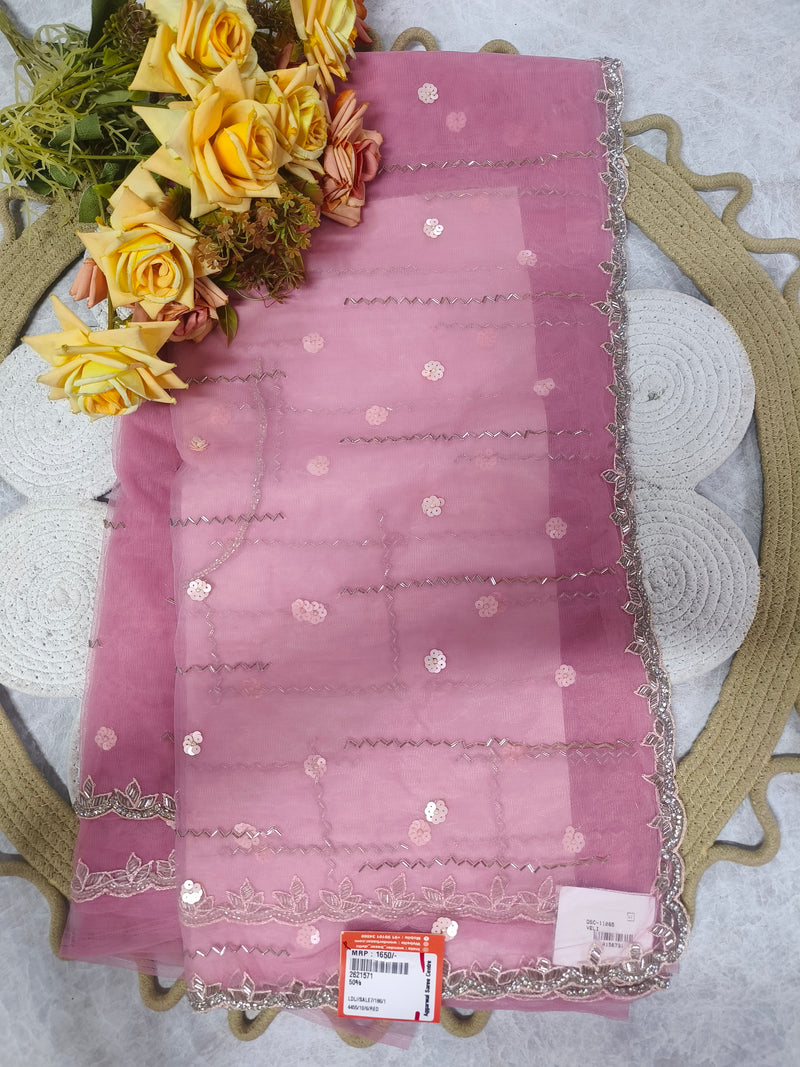Elegant Mauve Designer Saree with Delicate Sequin Floral Work