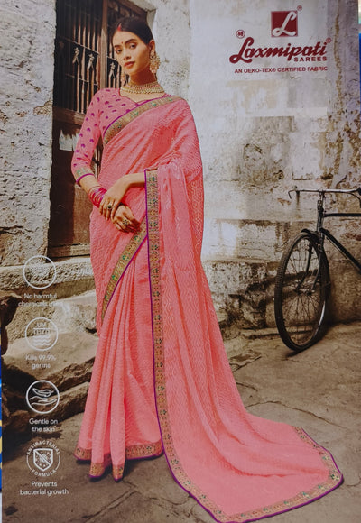 Elegant Light Pink & Purple Textured Formal Saree