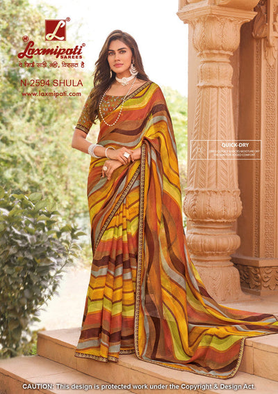 Vibrant Multicolored Striped Shula Saree for Casual Elegance