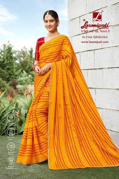 Radiant Yellow Festive Saree with Subtle Polka Patterns