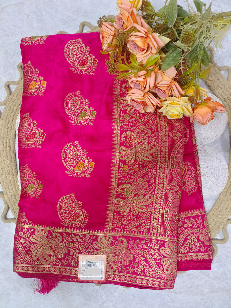 Royal Blue Banarasi-Inspired Saree with Golden Zari Weave
