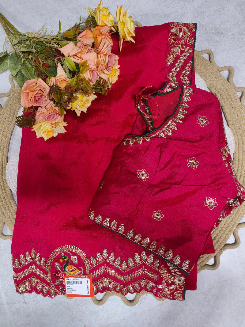 Elegant Embellished Dark Emerald Green Festive Saree