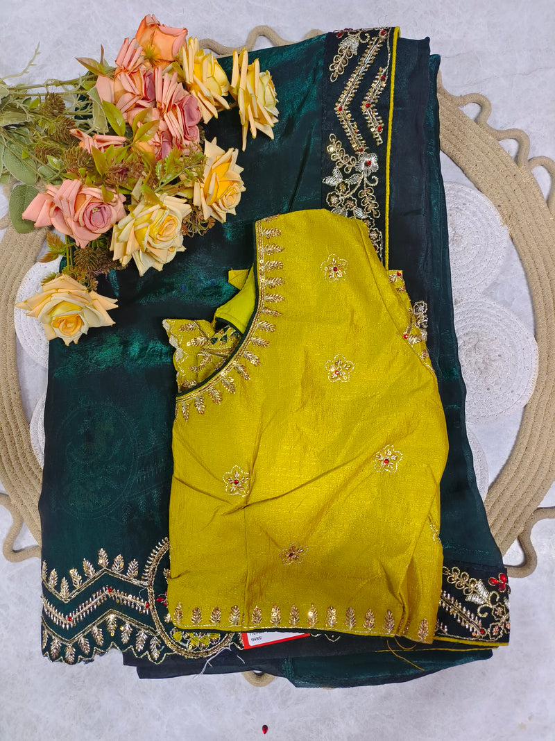 Elegant Deep Wine Embellished Evening Festive Saree