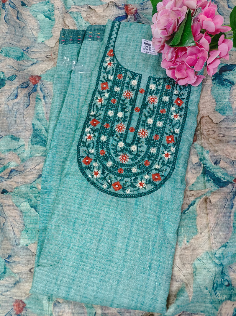 Graceful Beige Embroidered Suit Set with Floral Accents