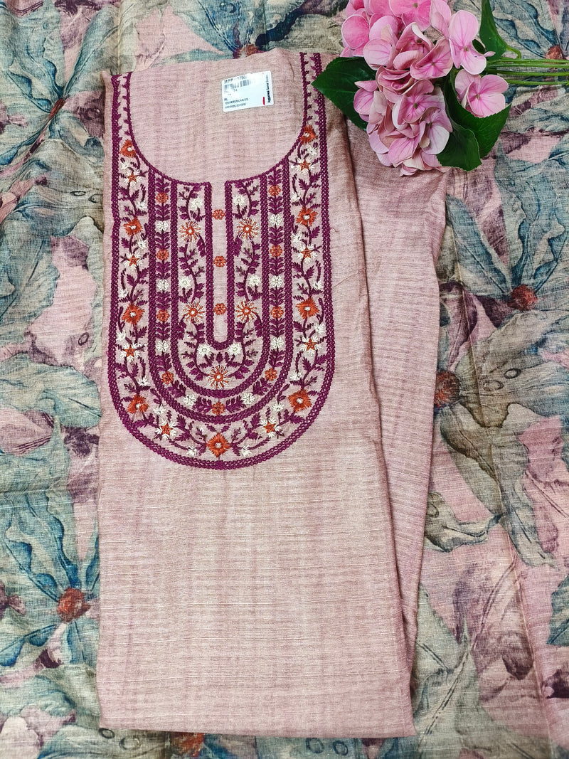 Graceful Beige Embroidered Suit Set with Floral Accents