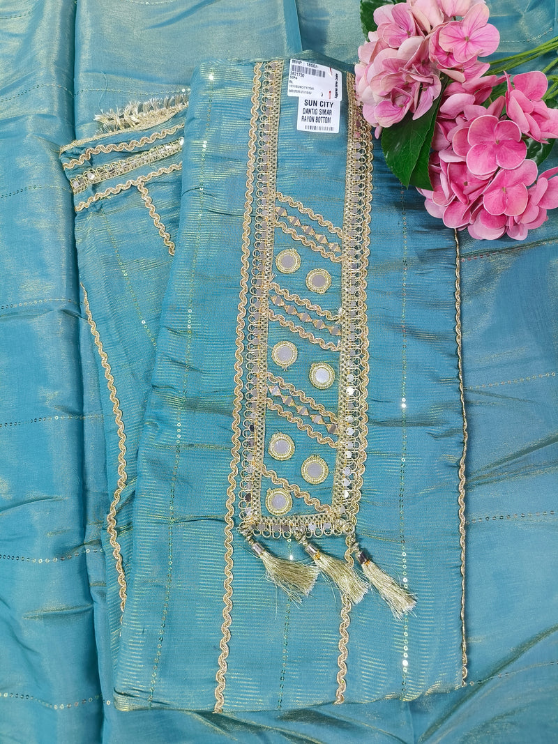 Chic Purple Mirror Work Suit with Ornate Details