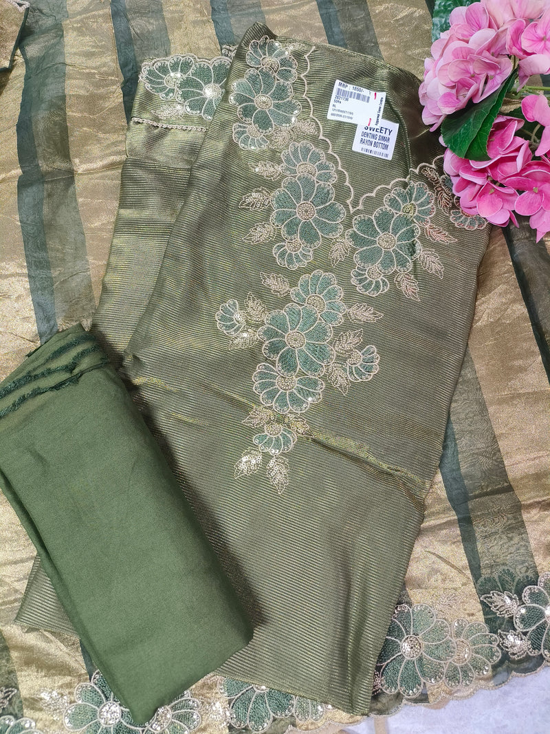 Floral Embroidered Lilac Ethnic Suit with Gold Accents