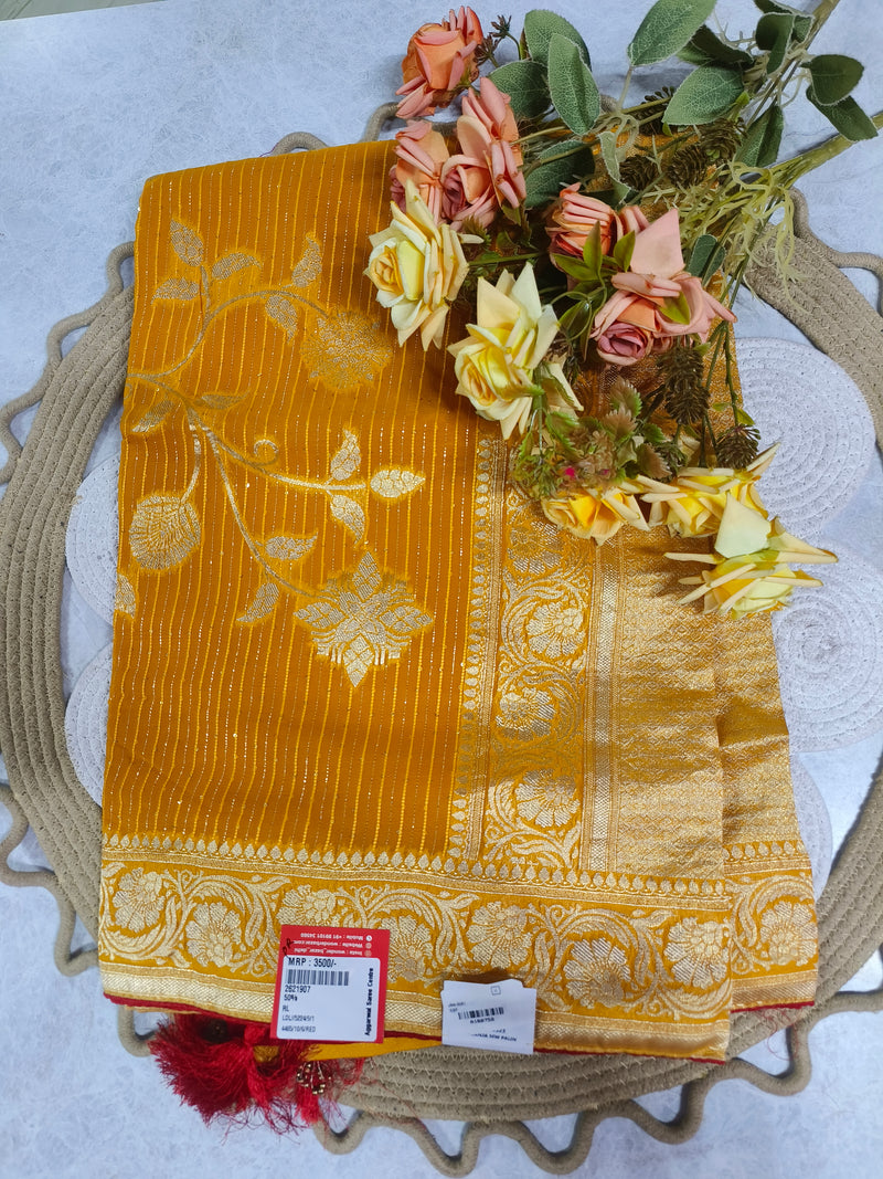 Regal Deep Purple Floral Designer Saree with Gold Weaving