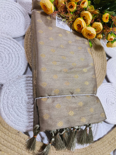 Elegant Earthy Beige Soft Silk Saree with Subtle Zari Butta