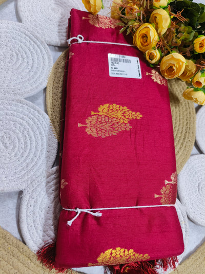 Ruby Red Festive Saree with Traditional Gold Motifs