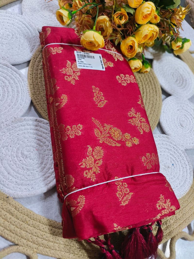 Sophisticated Maroon Floral Motif Ethnic Saree