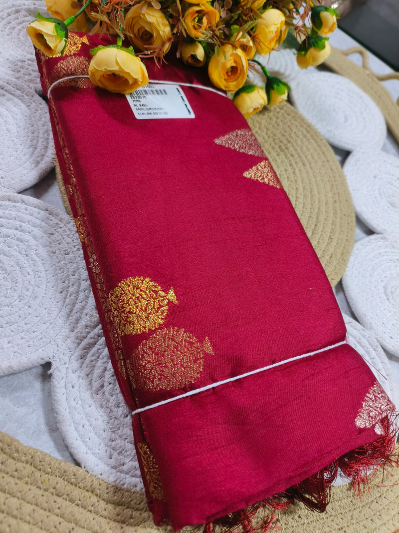 Timeless Maroon Gold-Printed Ethnic Saree